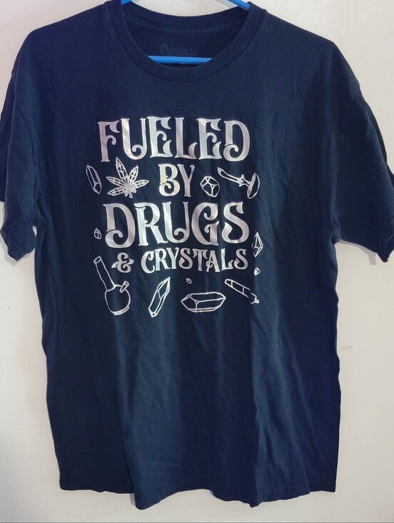 Spencer's Tops - Spencer's Black Graphic Tee "Fueled By Drugs & Crystals"